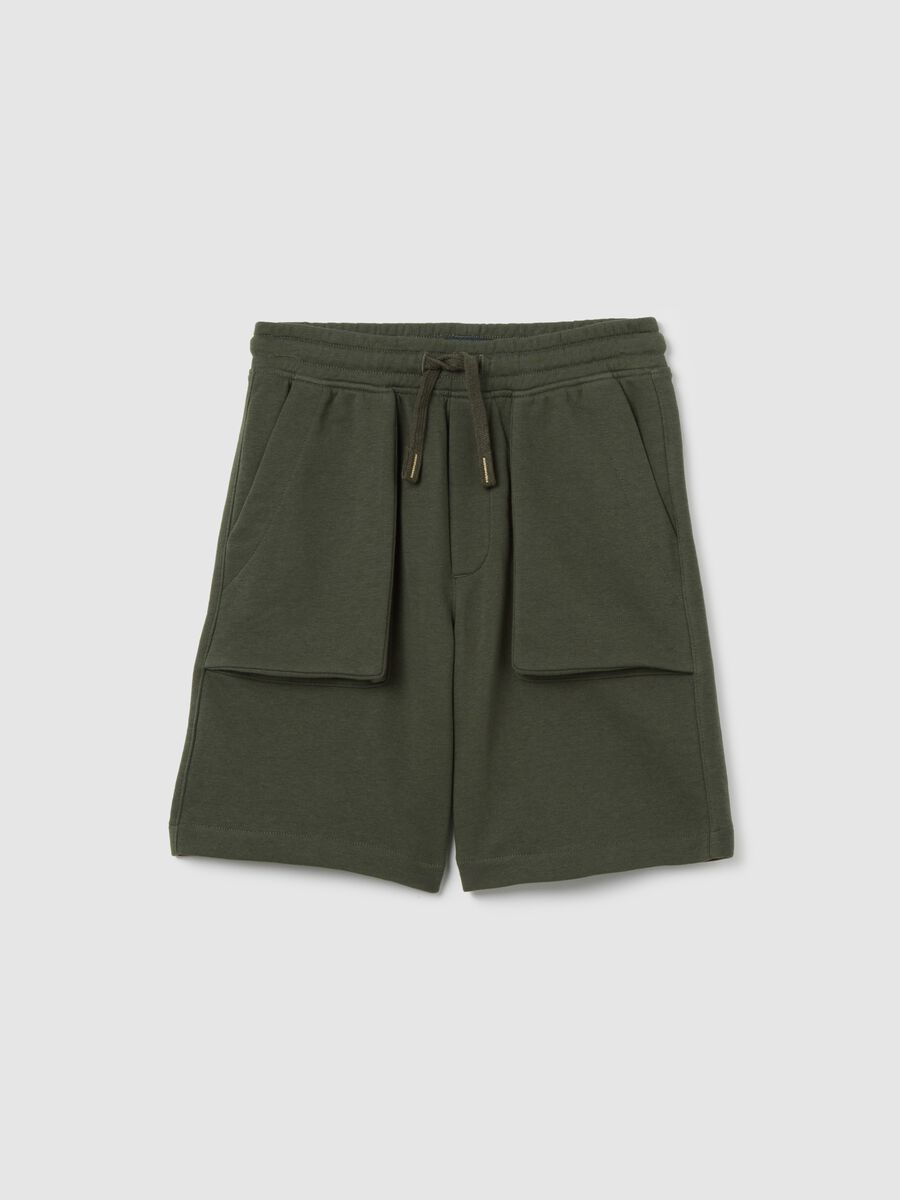 Green cargo shorts in French terry_3