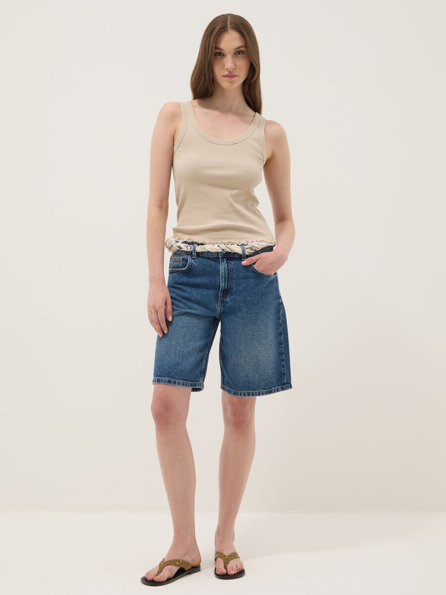 Canotta beige in puro cotone a costine regular fit_2