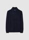 Maglione blu con collo a scialle regular fit_4