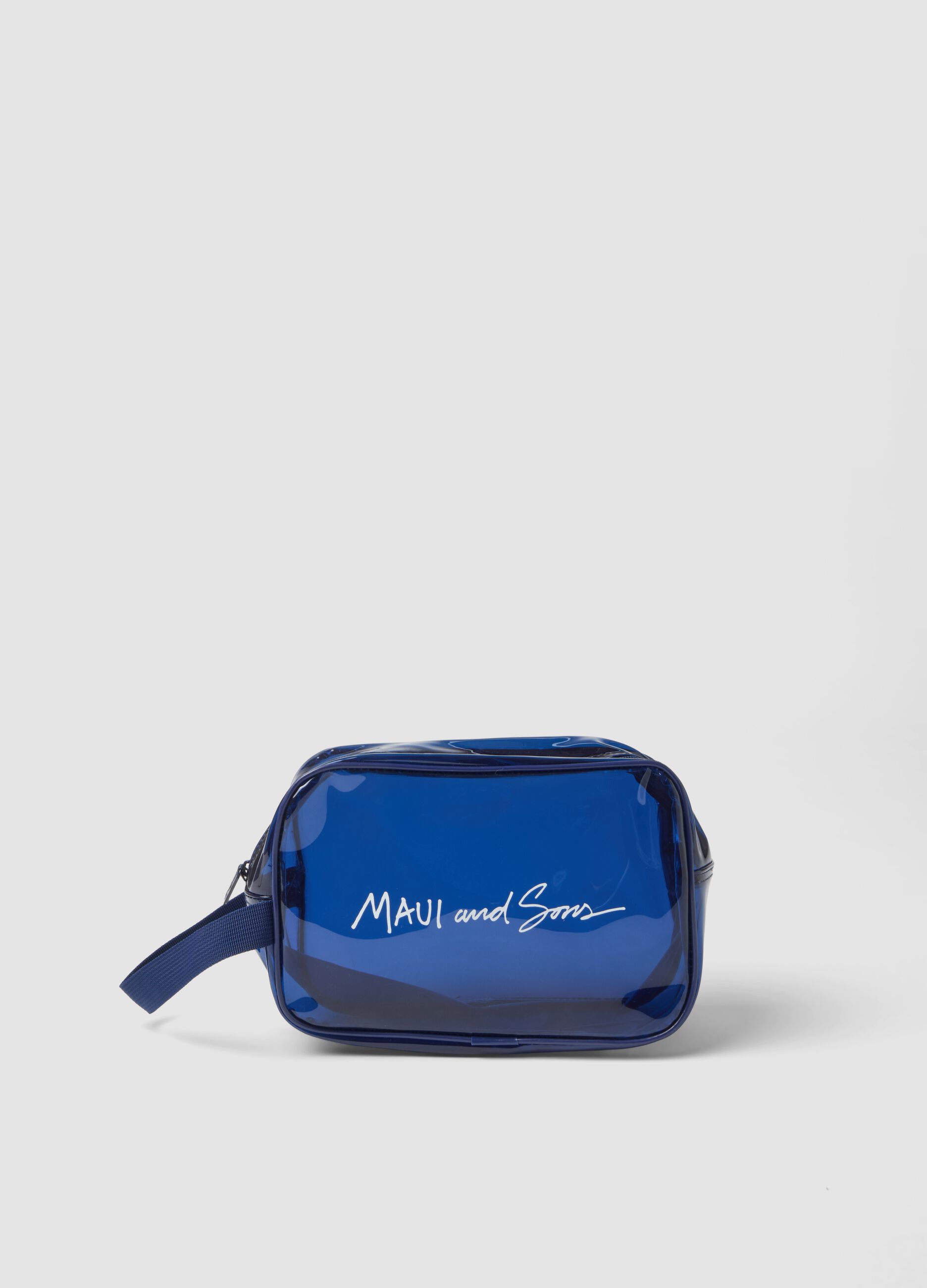 Blue wash bag with zip closure