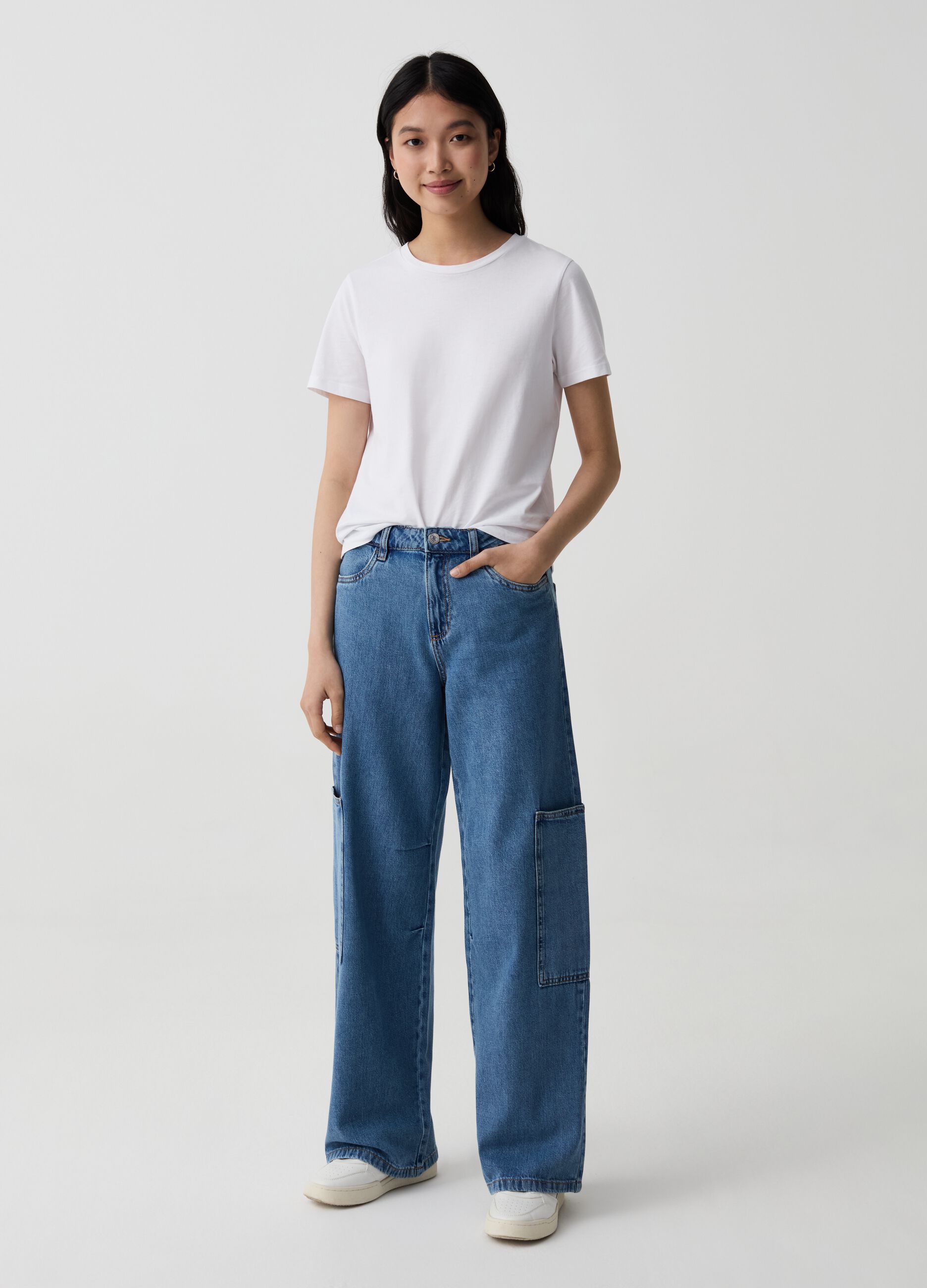 Jeans wide leg utility