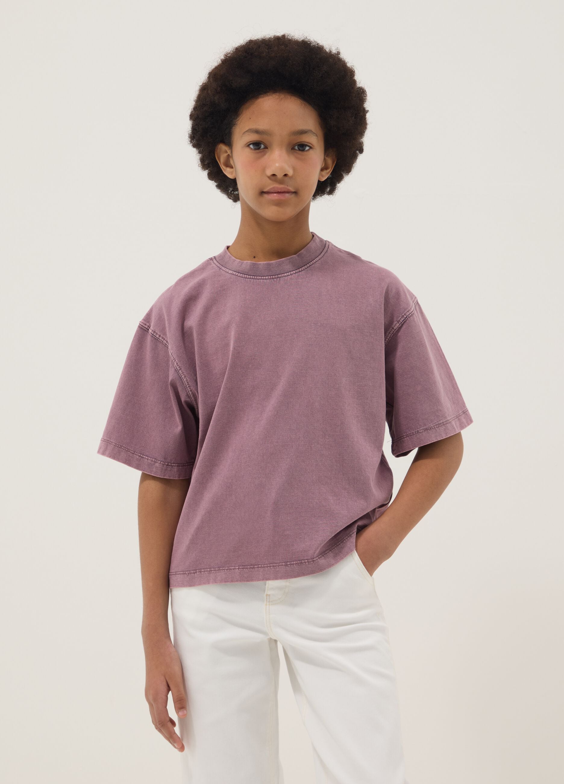 T-shirt in puro cotone rosa da ragazza oversize fit