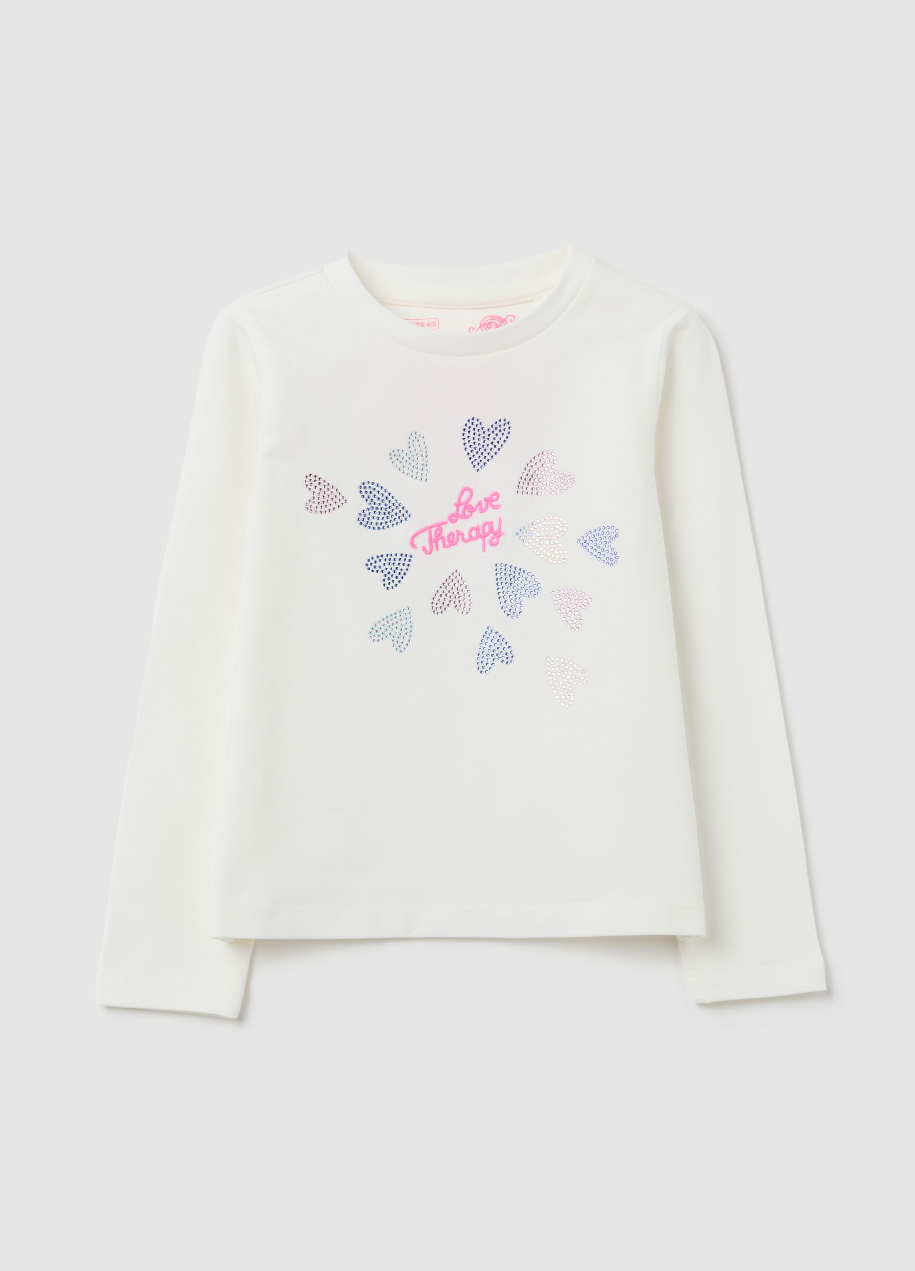 Girls' white stretch cotton T-shirt regular fit