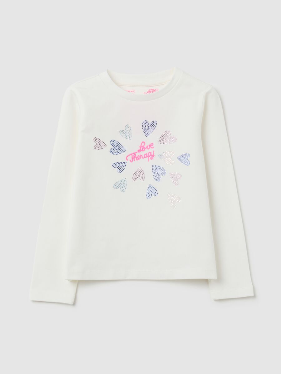 Girls' white stretch cotton T-shirt regular fit_0
