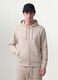 Beige full-zip cotton-blend hoodie, regular fit_0