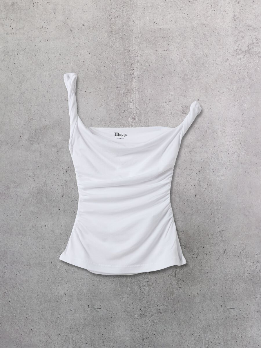 Asymmetrical Tank Top White_5
