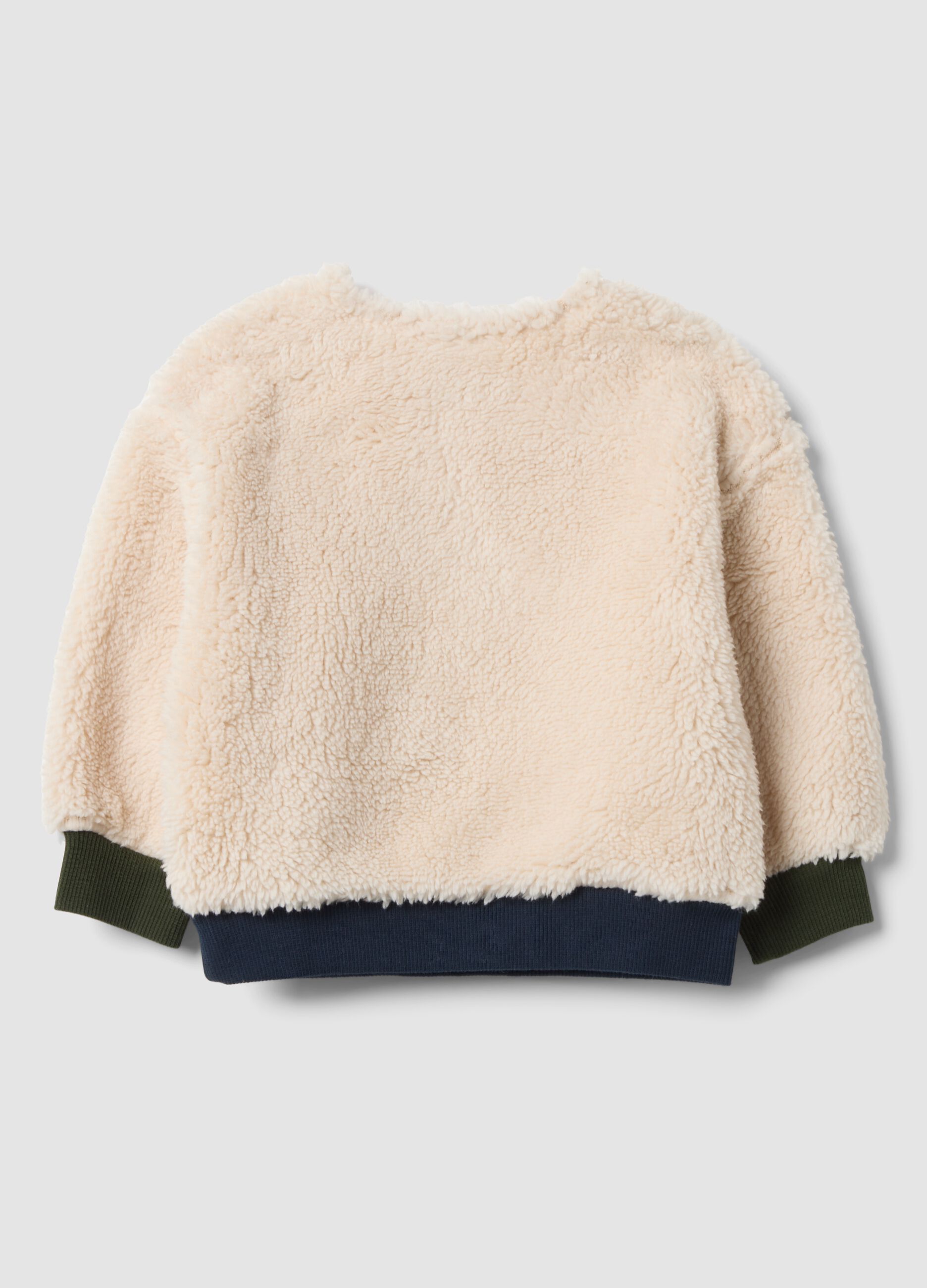 Beige organic cotton crew-neck sweatshirt for baby