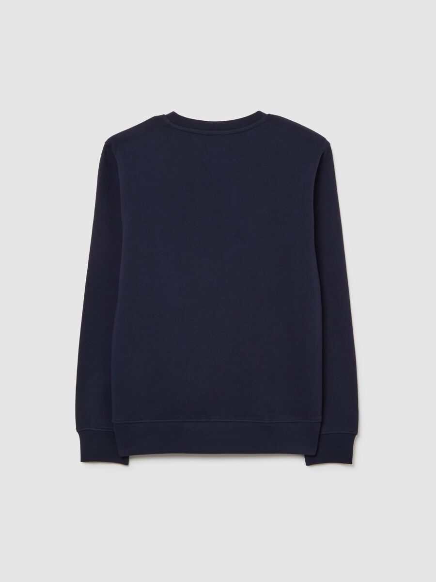 Felpa da ragazzo in puro cotone blu regular fit con scollo rotondo_1
