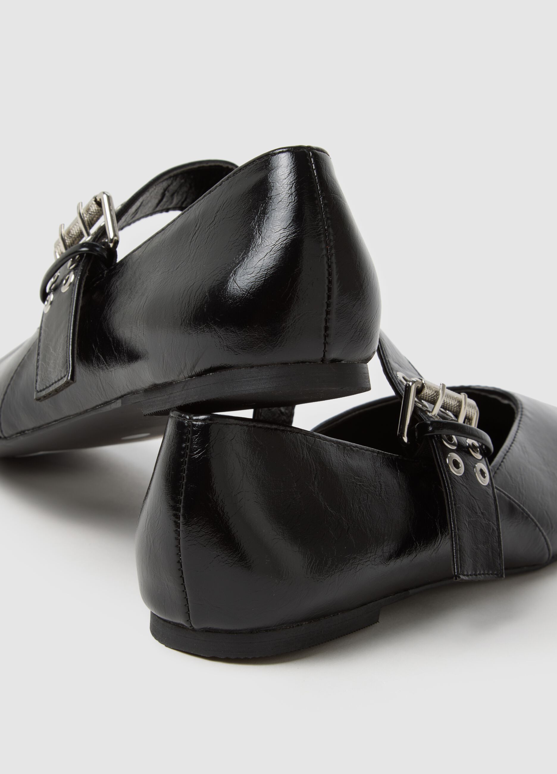 Black ballet flats with buckle