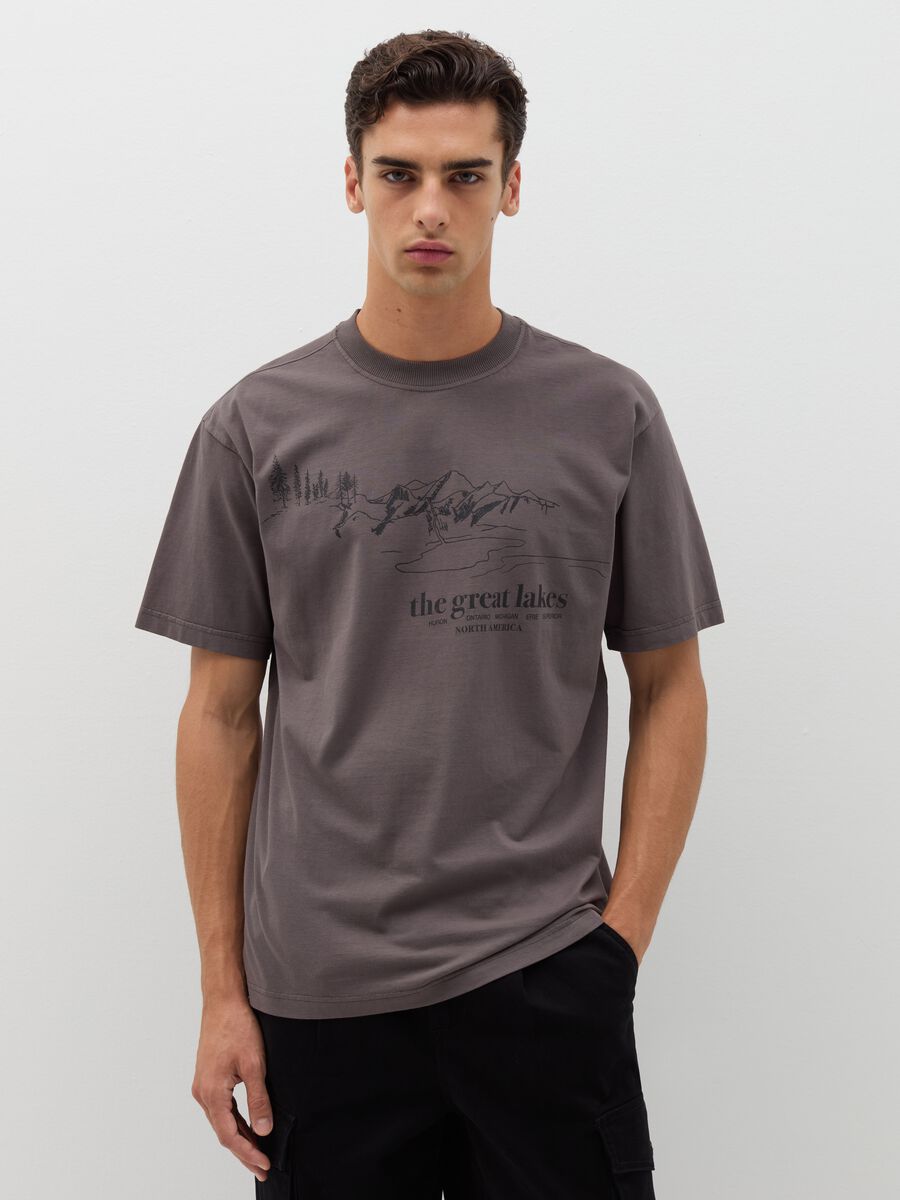 T-shirt in cotone con stampa_0