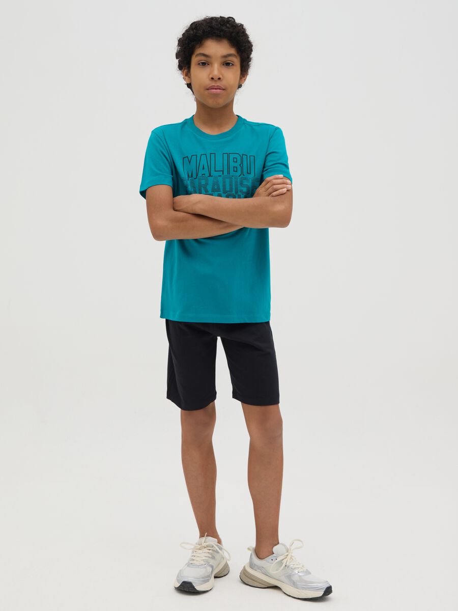 Children's jogging set in turquoise and black cotton_1