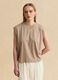 Beige regular-fit lyocell and cotton blend T-shirt with wide sleeves_0