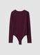 Purple fitted stretch bodysuit with crew neck_2