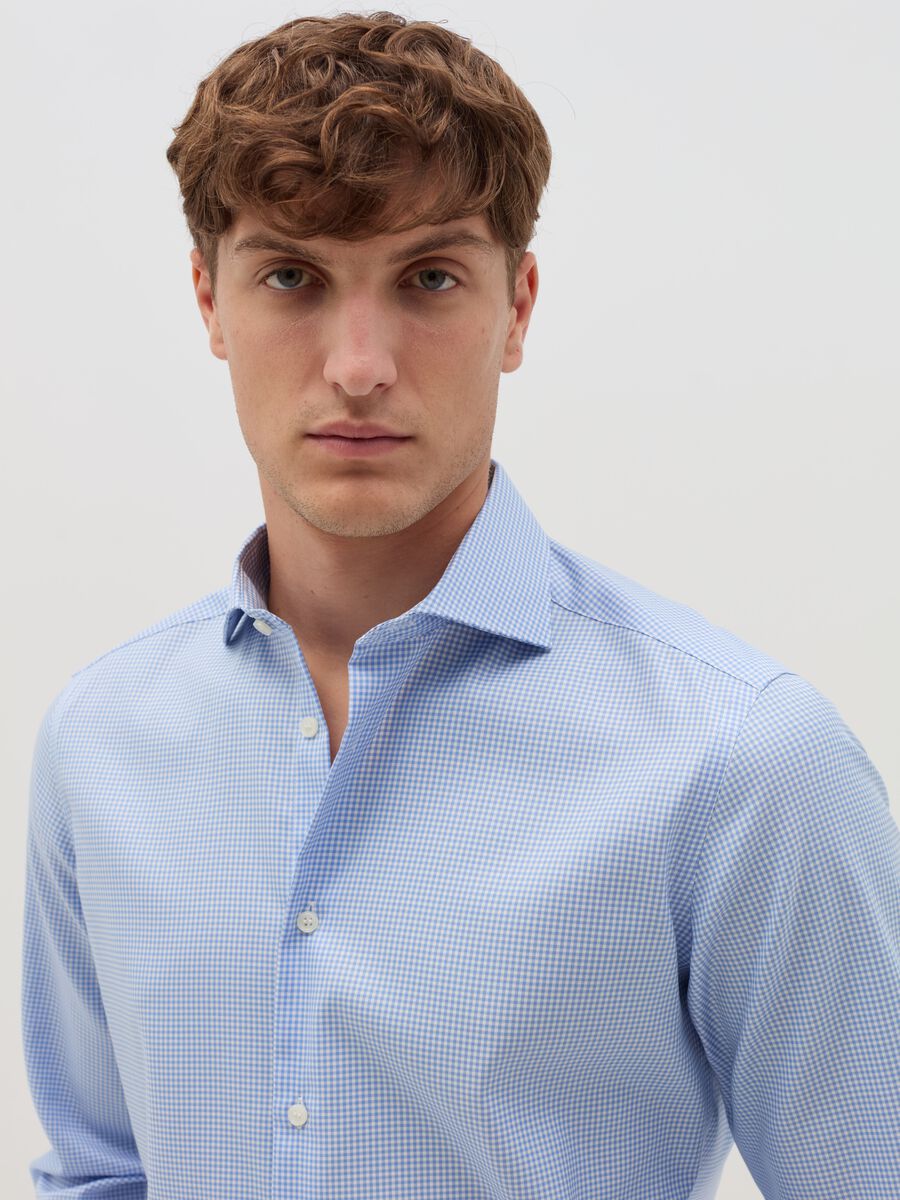 Slim-fit shirt in micro check double-twist cotton_2