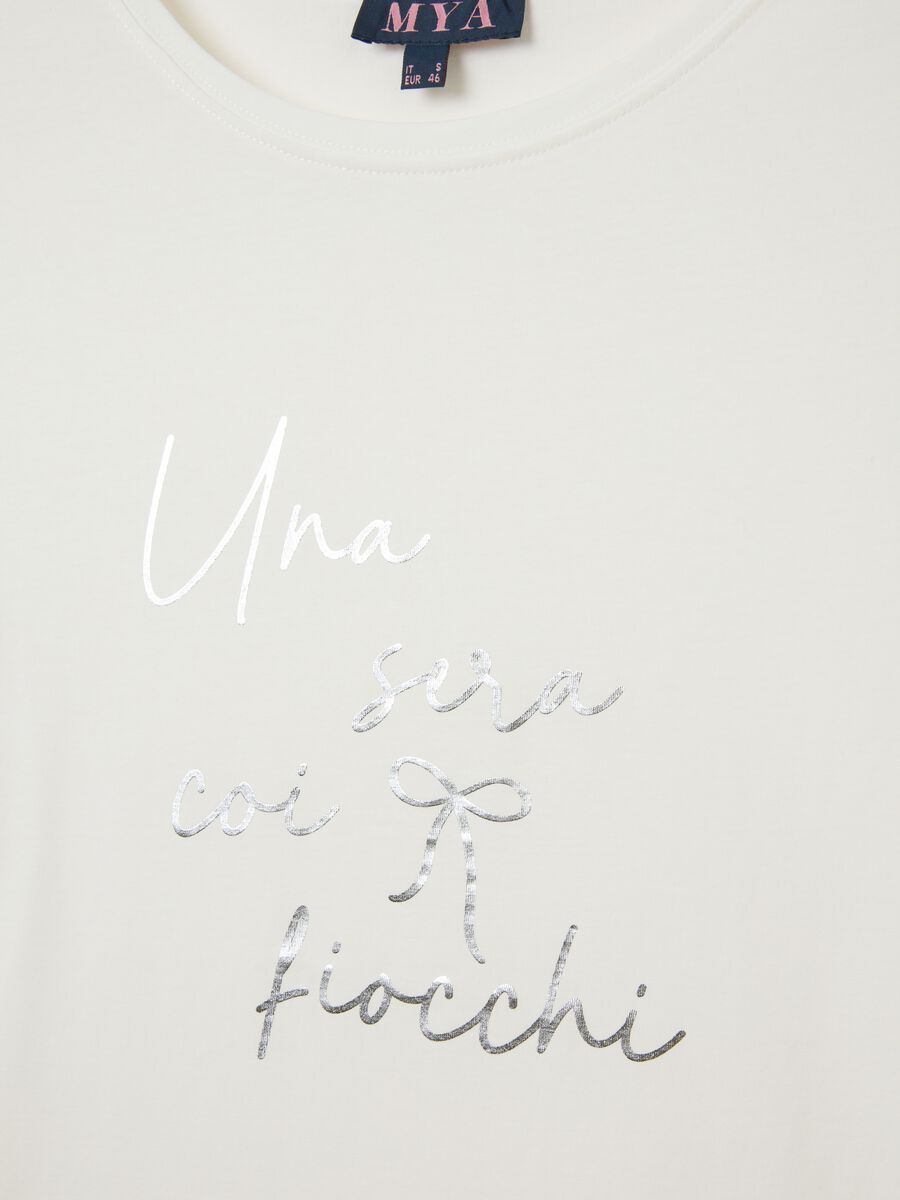 White pure cotton T-shirt regular fit with embroidered text_5