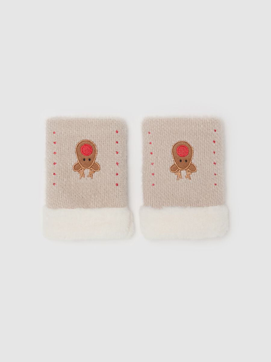 Half-finger gloves with faux fur cuffs_0