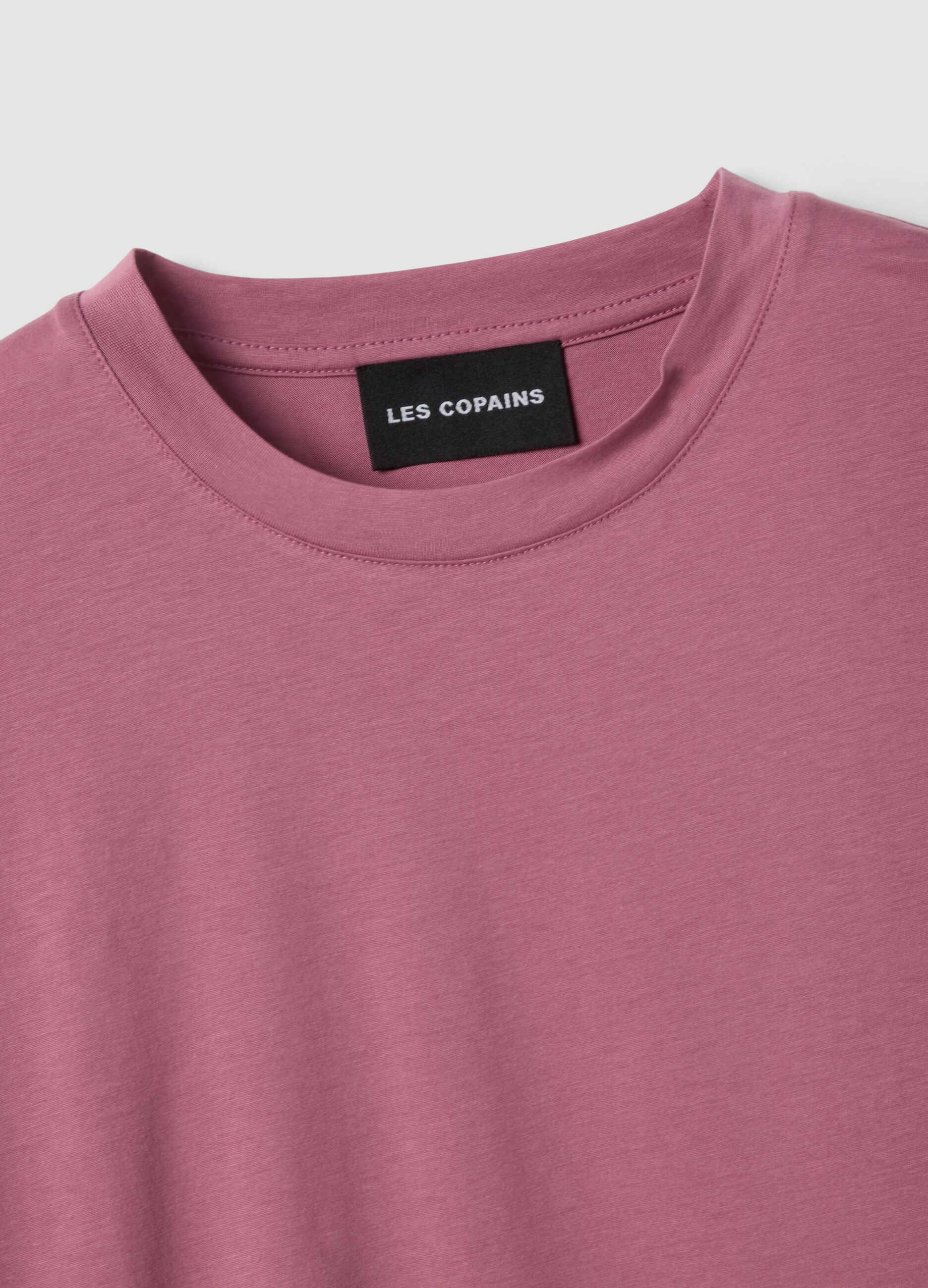 Pink short-sleeve T-shirt in lyocell and cotton blend