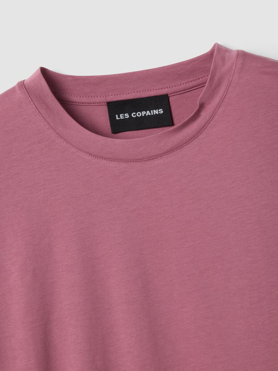 Pink short-sleeve T-shirt in lyocell and cotton blend_1