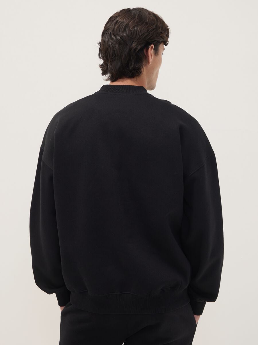 Black cotton-blend sweatshirt with front logo_3