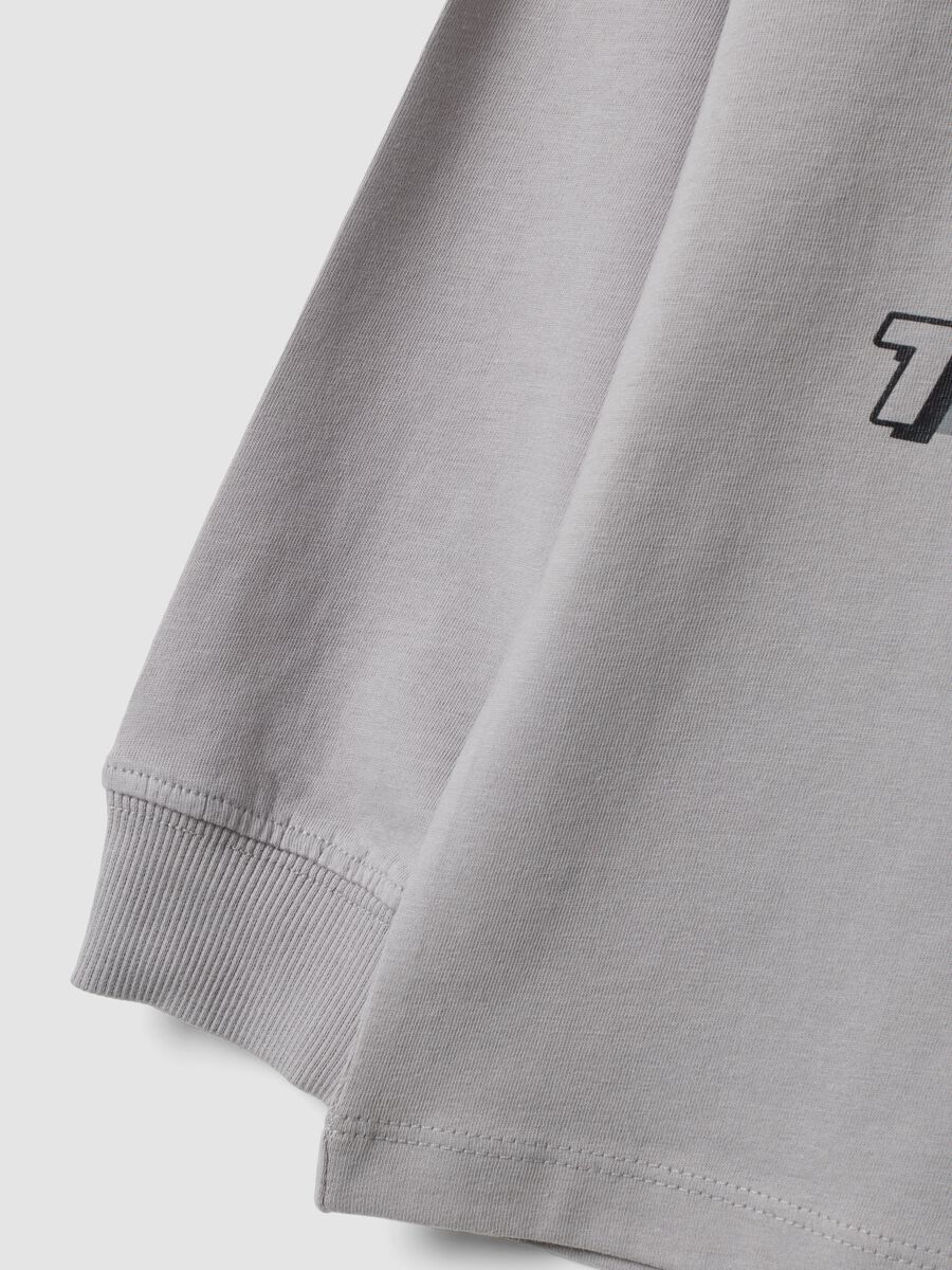Grey pure cotton crew-neck T-shirt with Top Speed Driver print_3
