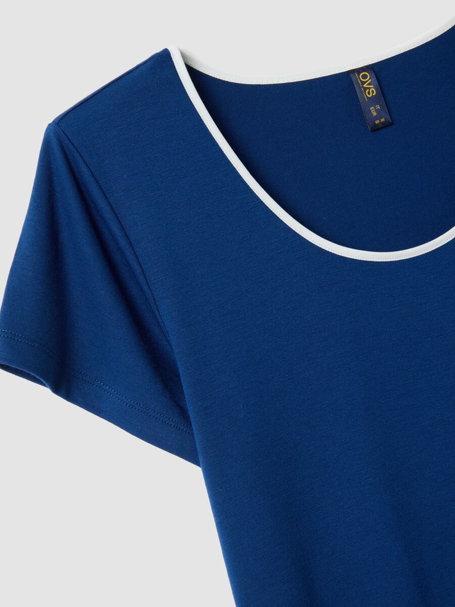 Blue Regular Fit Stretch Viscose Blend Pyjama Top_5