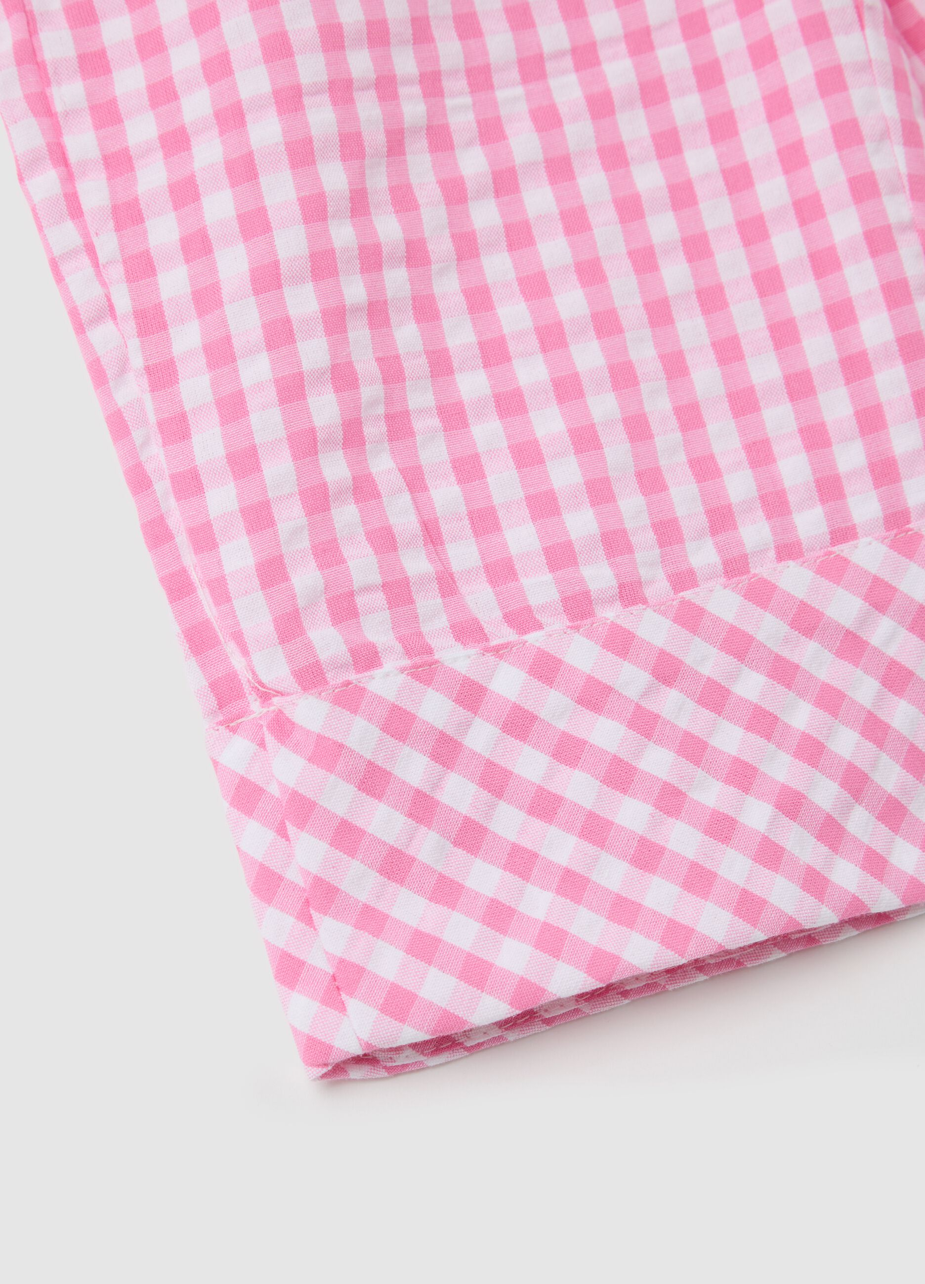 Pink Checkered Cotton Palazzo Trousers