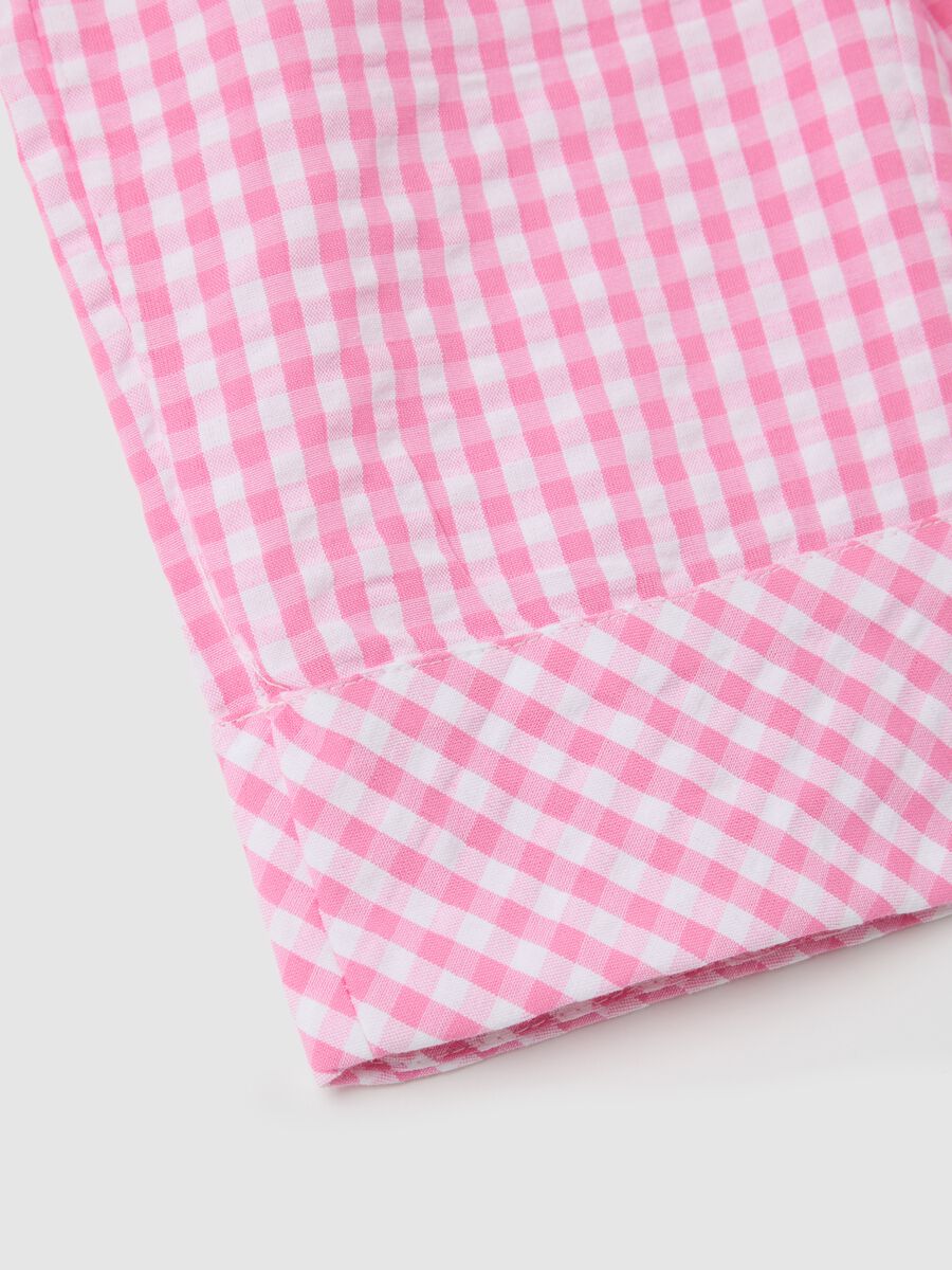 Pink Checkered Cotton Palazzo Trousers_3