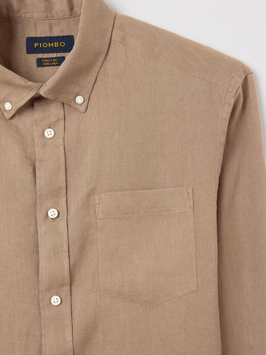 Brown shirt in 100% linen_5
