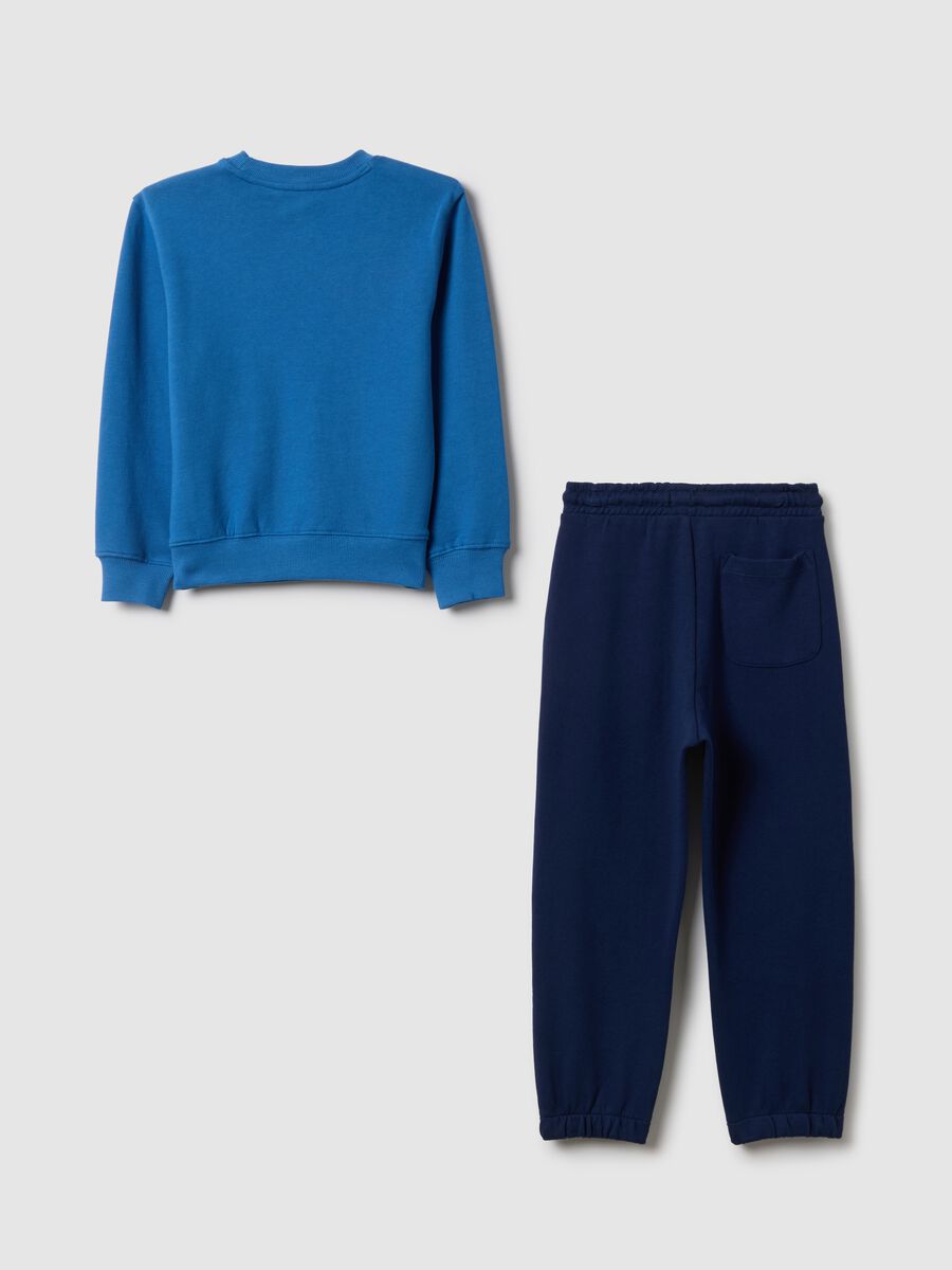 Blue pure cotton regular fit sweatshirt and trousers set for boys with print_1