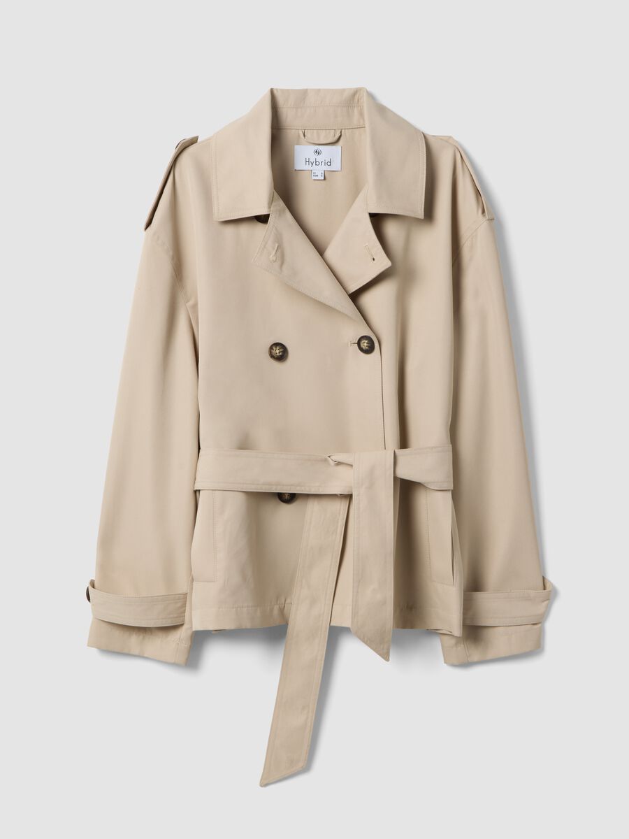 Giacca leggera doppiopetto beige regular fit con cintura_4