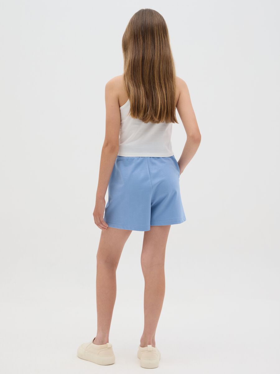 Completo jogging bianco e azzurro in cotone con stampa _2