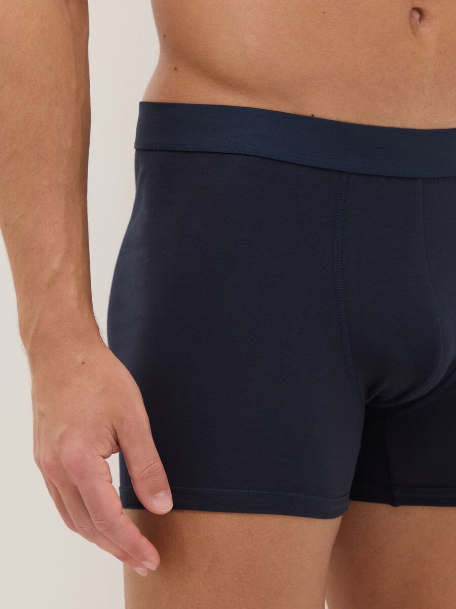 Tripack of blue boxer shorts in stretch cotton regular fit_3