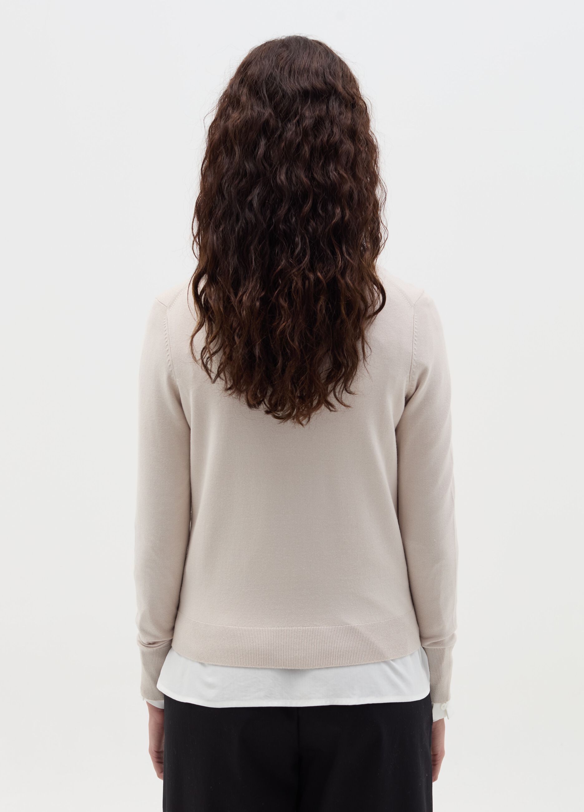 Cardigan girocollo tinta unita