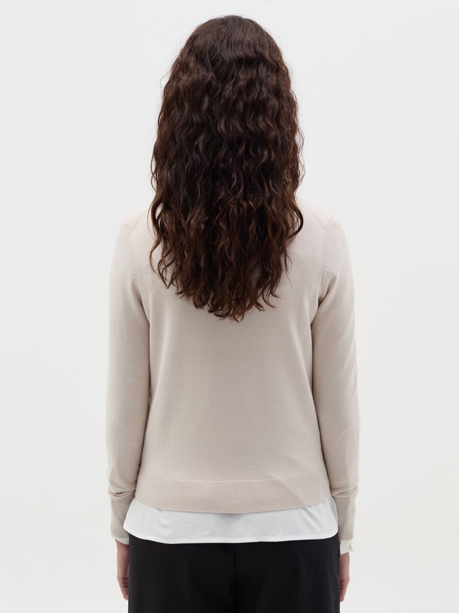 Solid colour cardigan with round neck_3