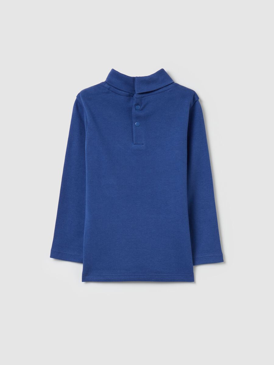 Cotton T-shirt with high neck and print_1