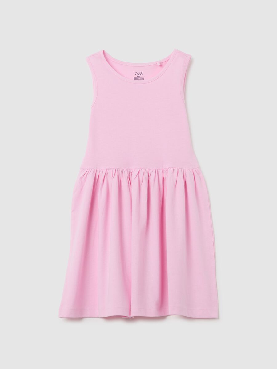 Girls' dress in pure pink cotton regular fit_0