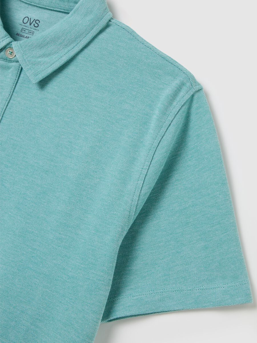 Polo da uomo in puro cotone azzurro regular fit_5