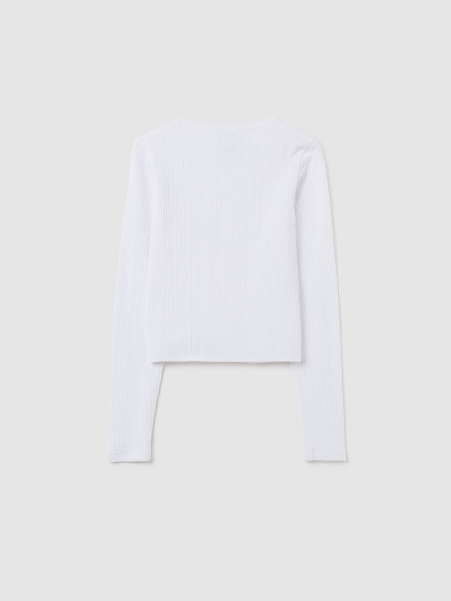 Girls' stretch cotton white regular fit top_4