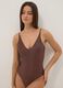 Brown stretch one-piece swimsuit with glitter texture_1