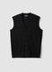 Black viscose-blend waistcoat with deep V-neck regular fit_0