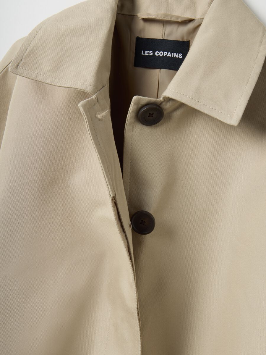 Beige cotton blend regular fit trench with belt_5