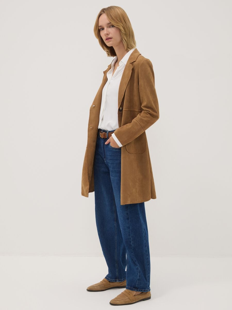 Brown Ultralight regular-fit jacket with lapels and two pockets_0