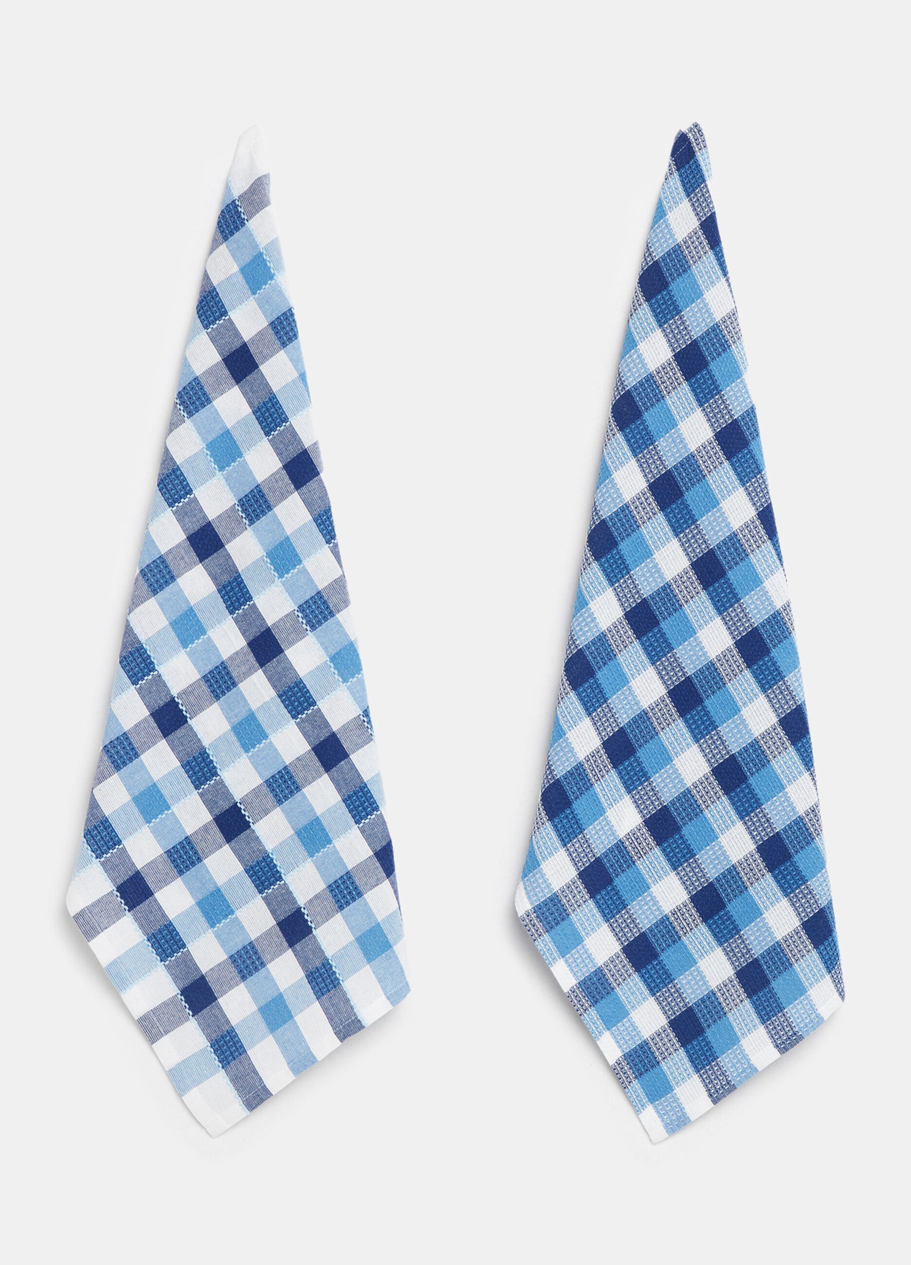 Set of two check tea towels