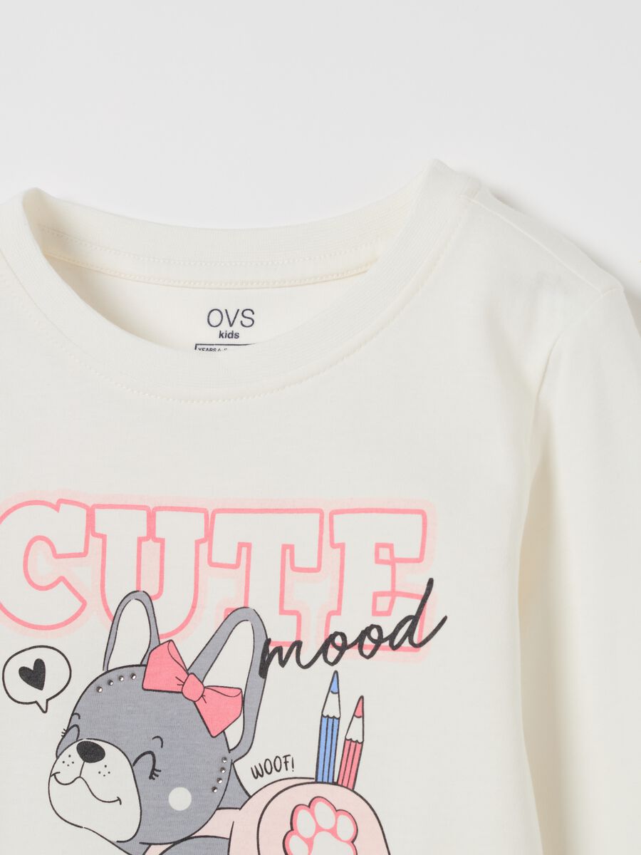 Cotton T-shirt with print and long sleeves_2