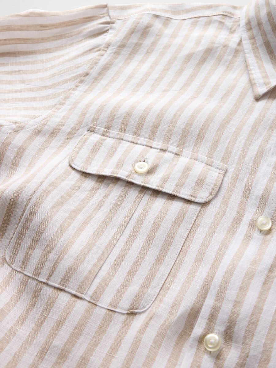 Beige and Pink Striped Shirt_4