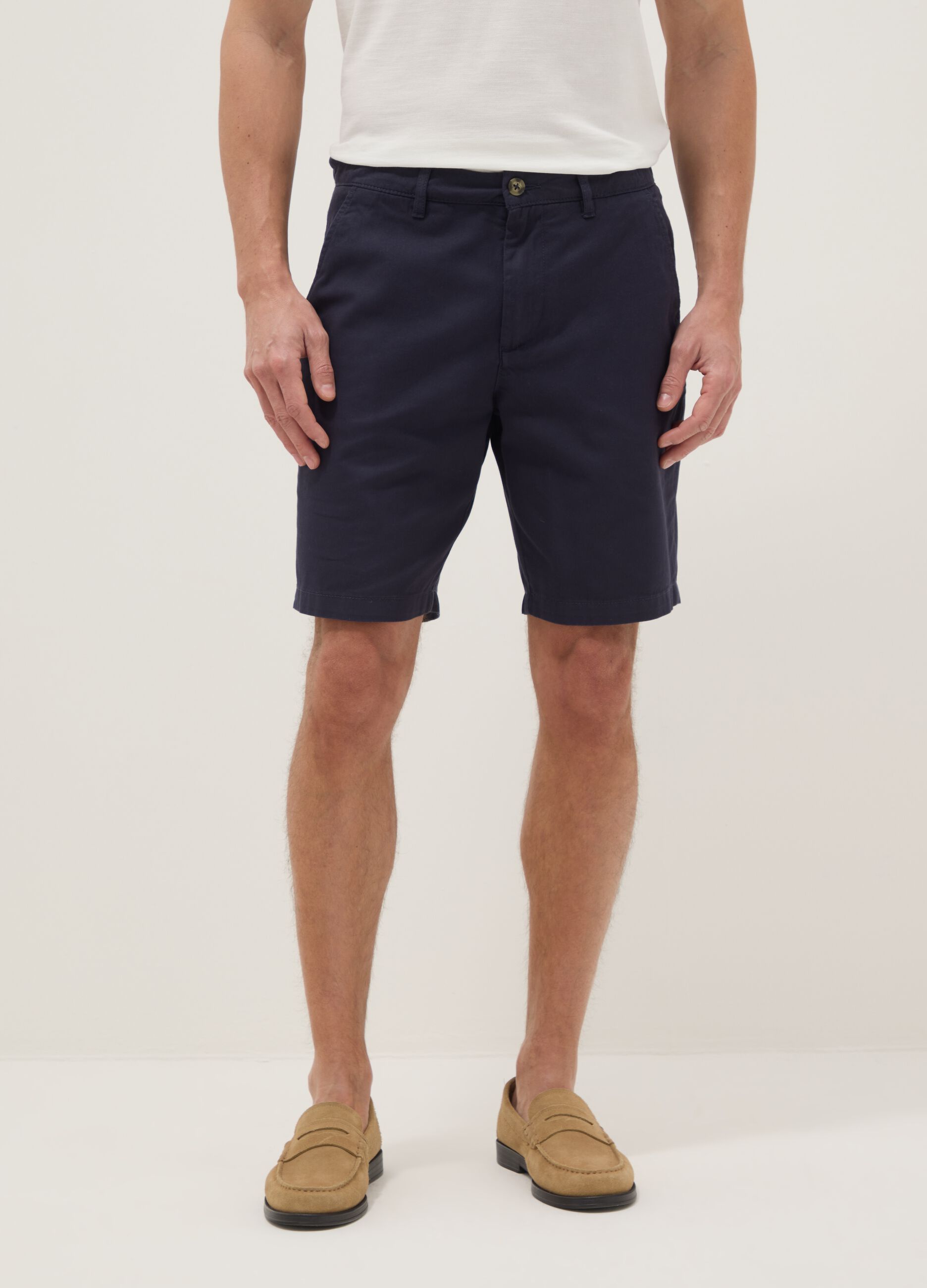 Blue cotton chino bermuda shorts, regular fit