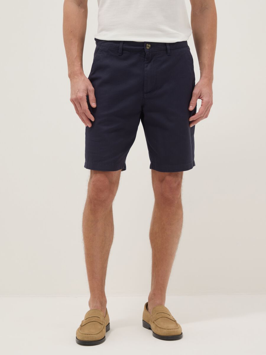 Blue cotton chino bermuda shorts, regular fit_1