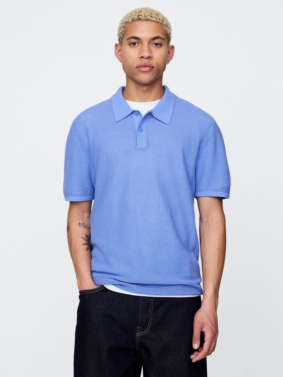 Polo a maniche corte azzurra_0