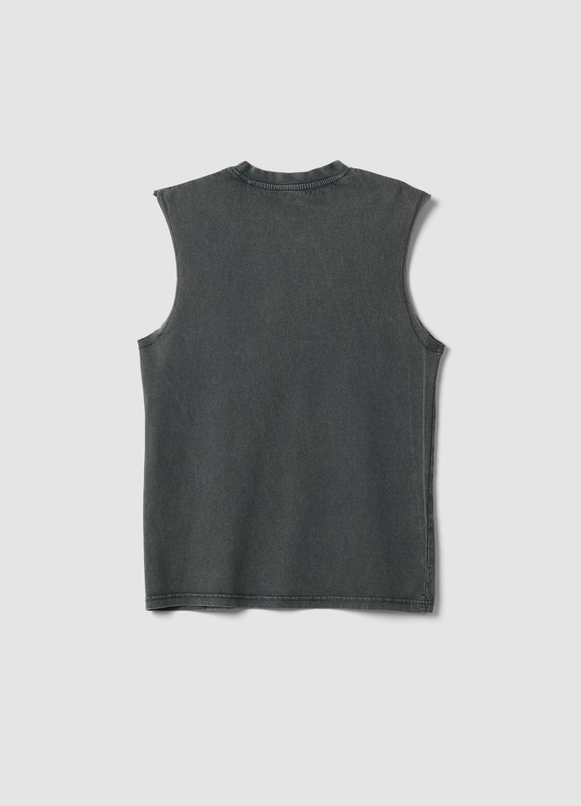 Black oversized pure cotton vest top
