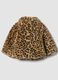 Brown padded animal print jacket with buttons for baby girl_1